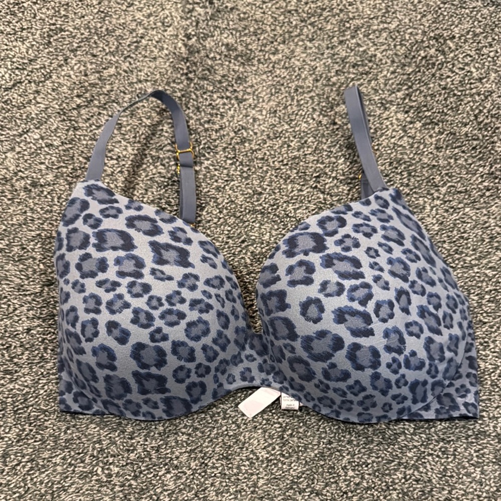 Blue Leopard Print Bra
